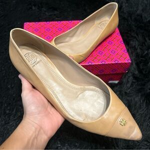 TB TORY BURCH nice tan leather flats slip on shoes women’s 8.5